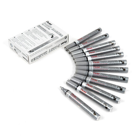 Pentel Paint Marker Pens Metallic 12pk Silver Medium Silver hi\-res