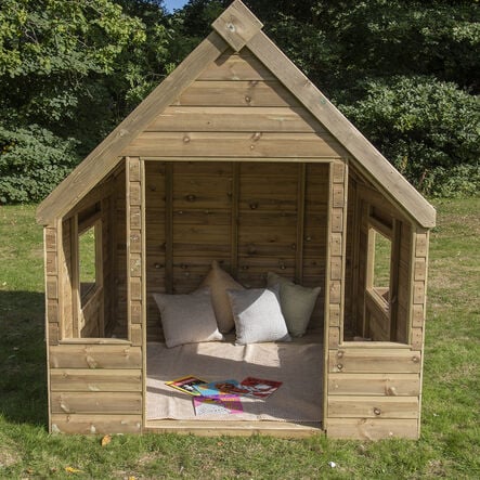 Outdoor Wooden Playhouse Shelter with Table \x26 Benches  hi\-res