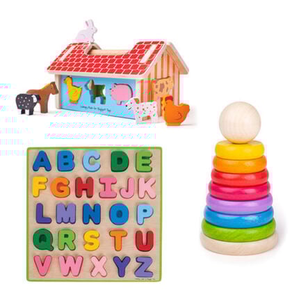 Baby \x26 Toddler Wooden Manipulative Nursery Toys Bundle  hi\-res