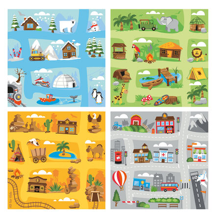 Small World Road Map Carpets 4pk  hi\-res