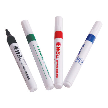 Budget Drywipe Pens Medium Tip Assorted 4pk  hi\-res