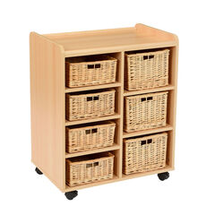 Storage Unit with 4 Shallow 3 Deep Wicker Baskets  Storage Unit with 4 Shallow 3 Deep Wicker Baskets  hi-res