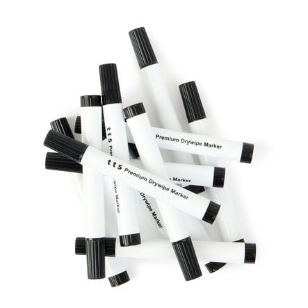 TTS Premium Drywipe Markers Bullet Tip Black 12pk  hi\-res