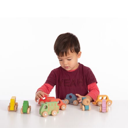 Small World Rainbow Wooden Vehicles Set 12pk  hi\-res