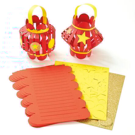 Precut Red Card Chinese New Year Lanterns 30pk  hi\-res