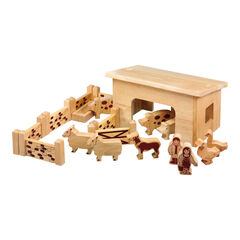 Wooden Pig and Sheep Small World Farm Barn  Wooden Pig and Sheep Small World Farm Barn  hi-res