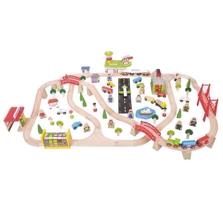 Large Small World Wooden Train Set 100pcs  hi\-res
