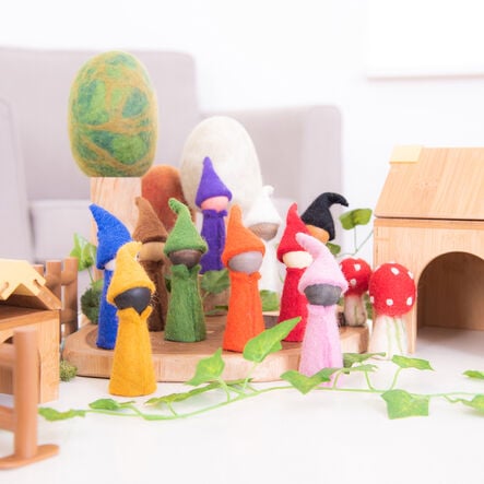 Small World Rainbow Wooden Felt Elves  hi\-res