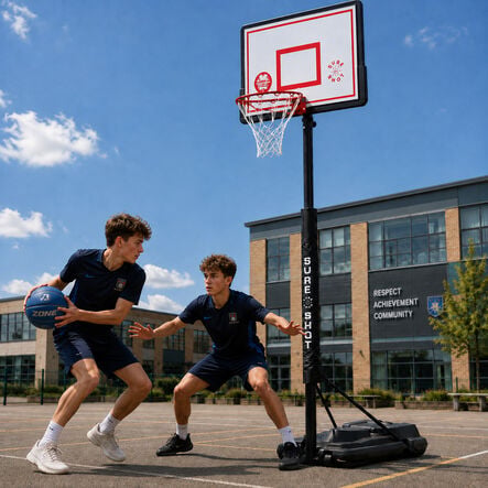 Telescopic Portable Basketball Unit w\/ Backboard \x26 Padding  hi\-res