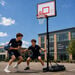Telescopic Portable Basketball Unit w\/ Backboard \x26 Padding  hi\-res