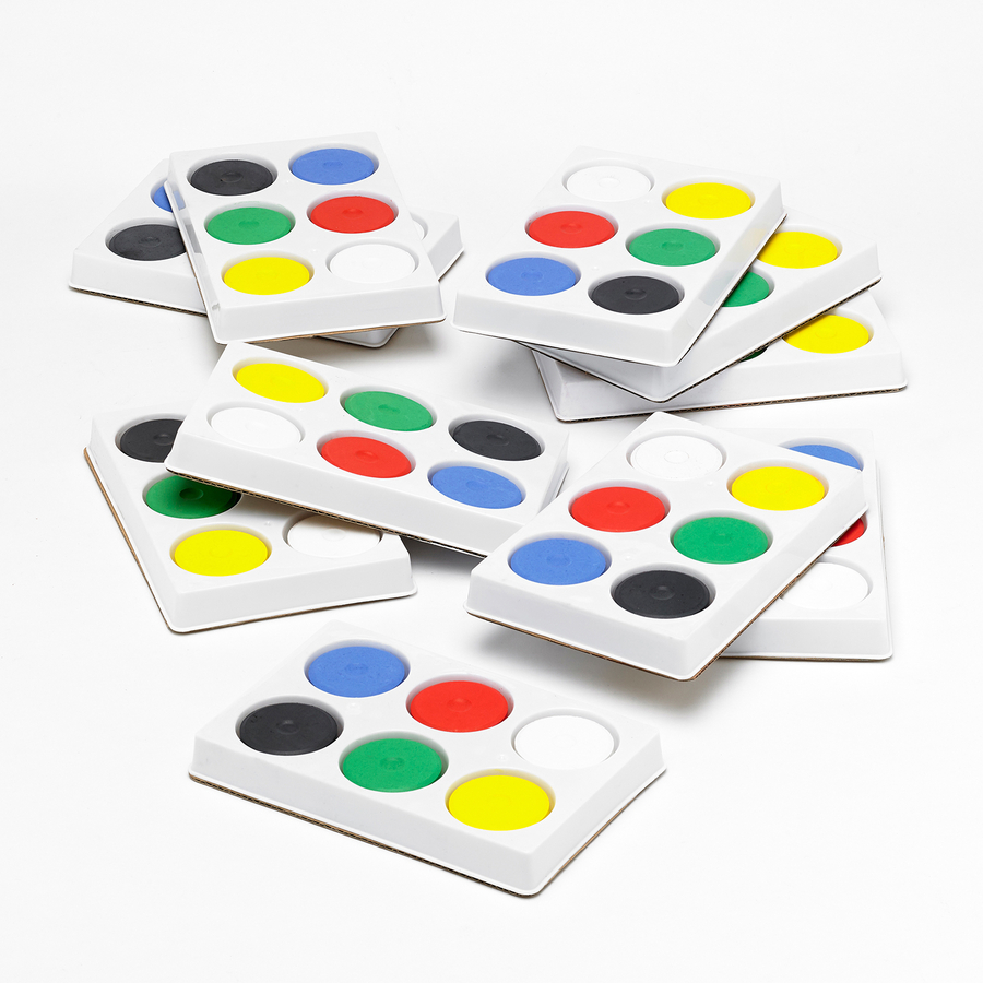 Assorted Tempera 6 Paint Blocks and Palette  hi-res