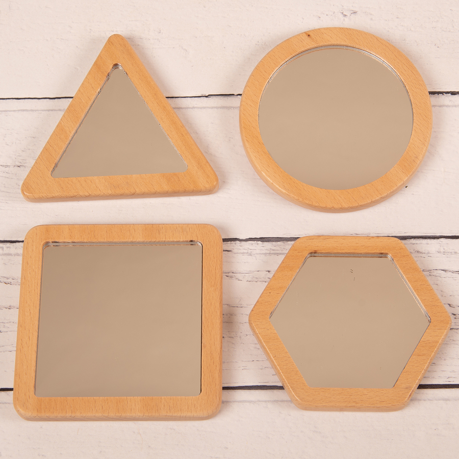 Wooden Shape Mirrors 4pk  hi-res