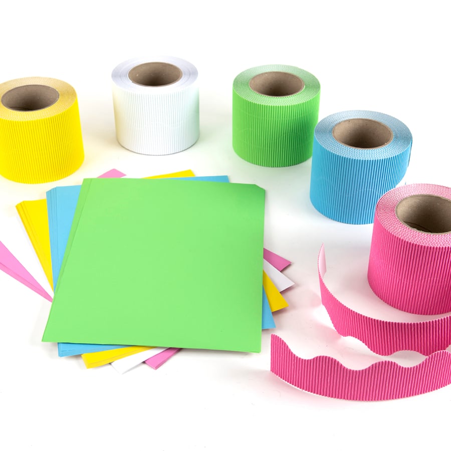 Corrugated Border Rolls Cool Colours Assorted 15m 5pk   hi-res