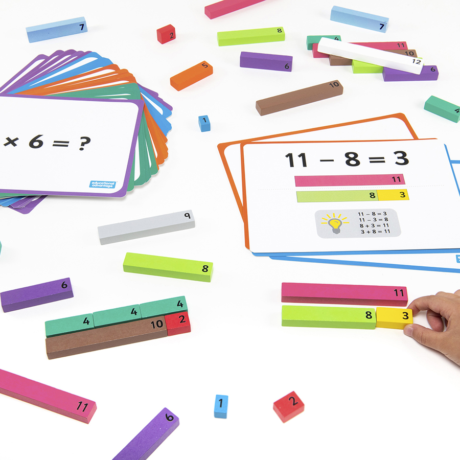 Wooden Number Rods with Work Cards  hi-res