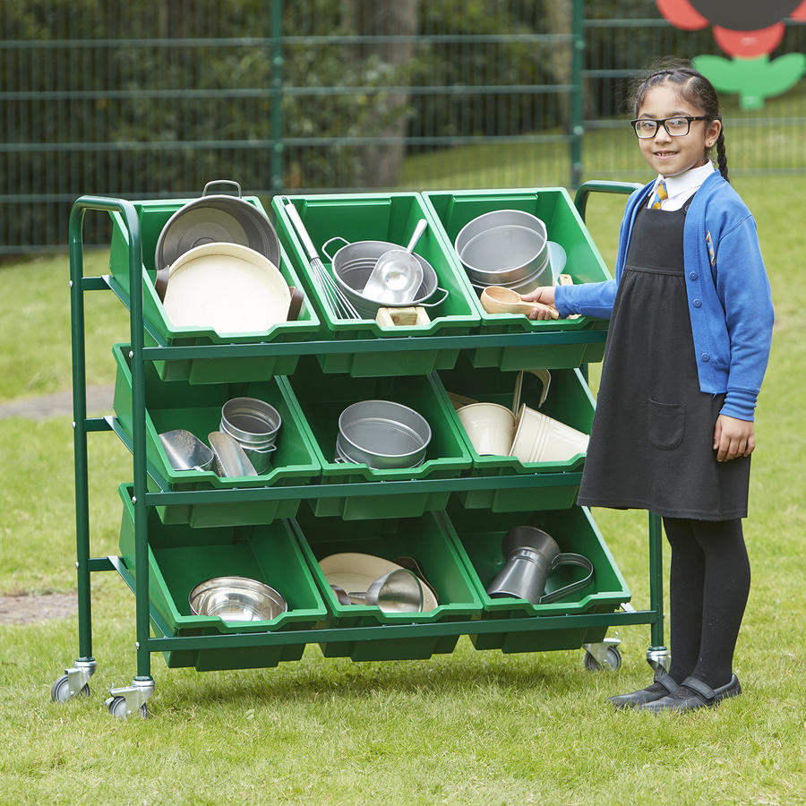 Metal Tilted Tray Trolley with Trays  hi-res