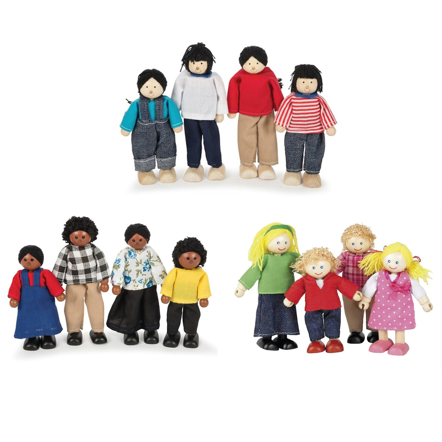 Mixed race shop dollhouse family