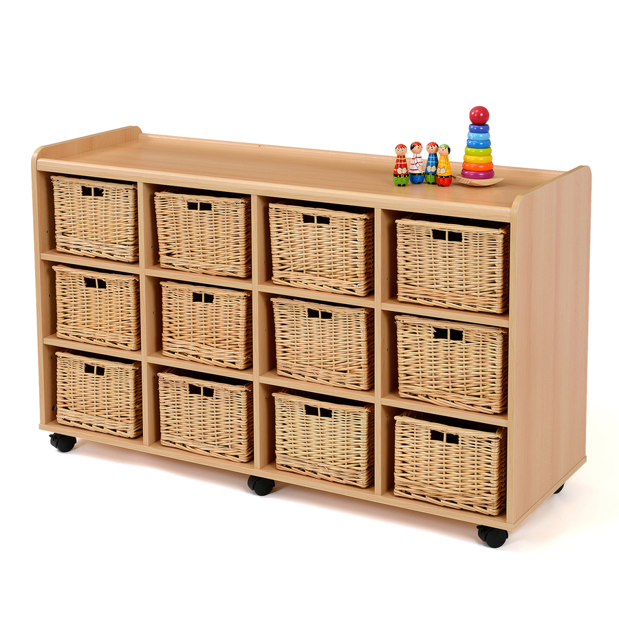 Storage Unit With 12 Deep Wicker Baskets Tts Storage Unit With 12 Deep Wicker Baskets Small