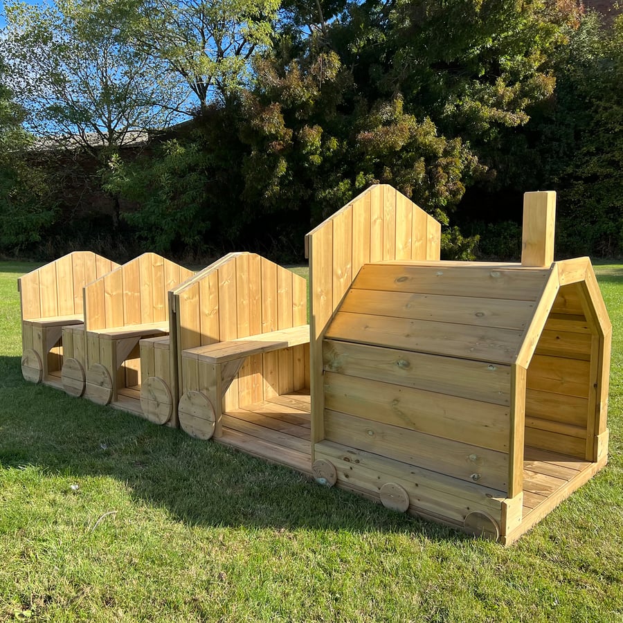 Large Outdoor Wooden Timber Train Early Years Furniture TTS