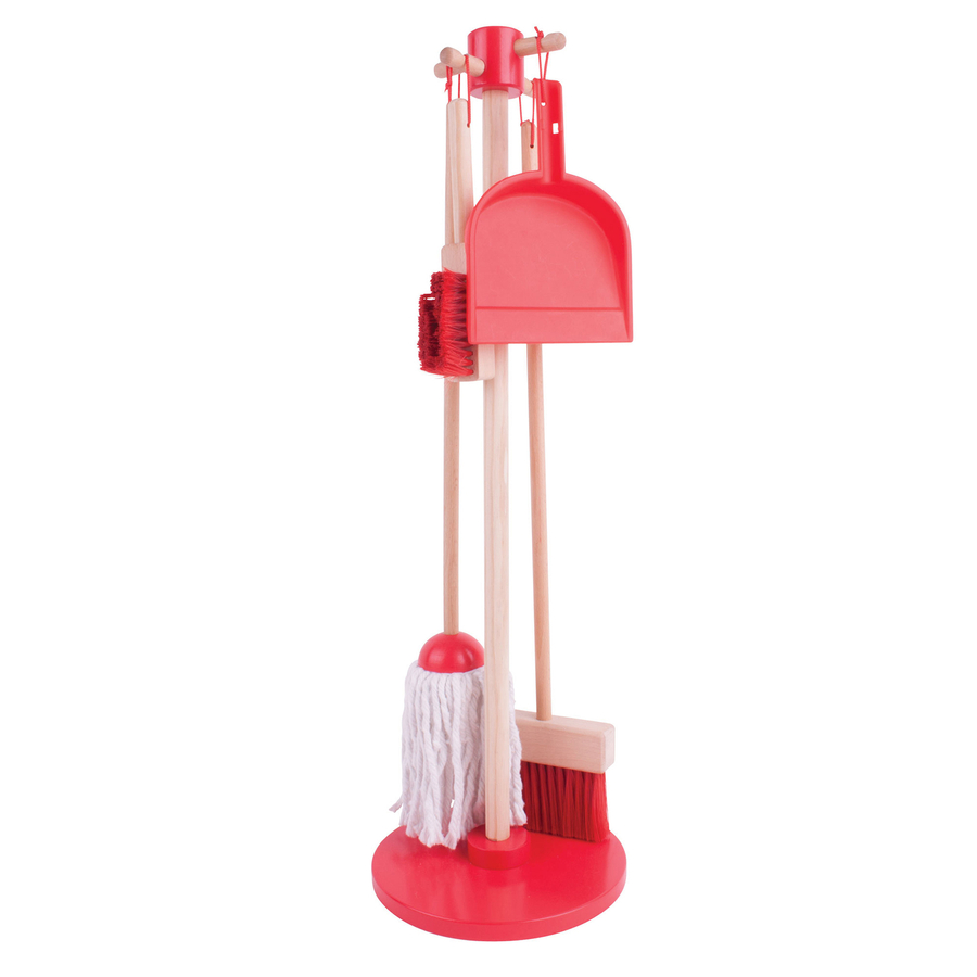 Wooden Cleaning Set with Stand 4pcs  hi-res