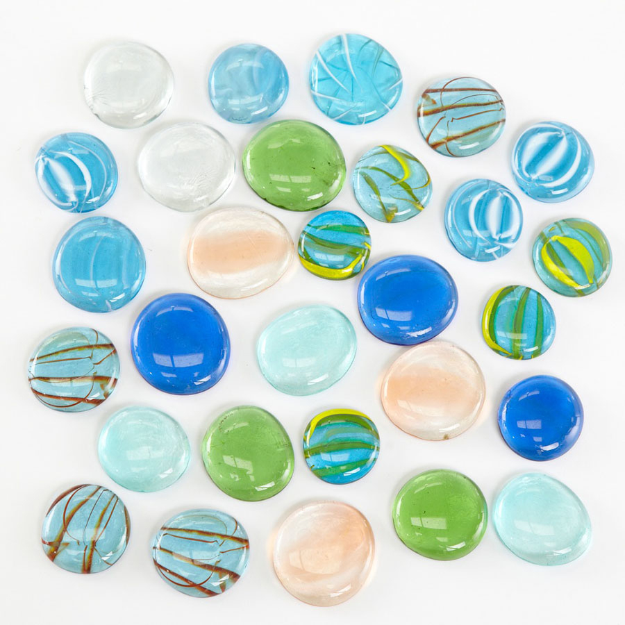 Transparent Coloured Pebble Counters 30pcs  hi-res