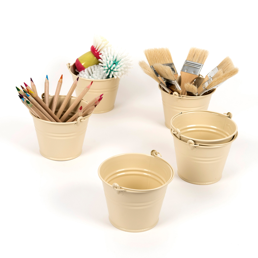 Cream Metal Buckets 6pk  hi-res