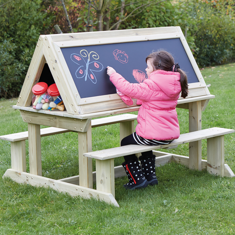 Easy Access Outdoor Wooden Sit Down Easel  hi-res