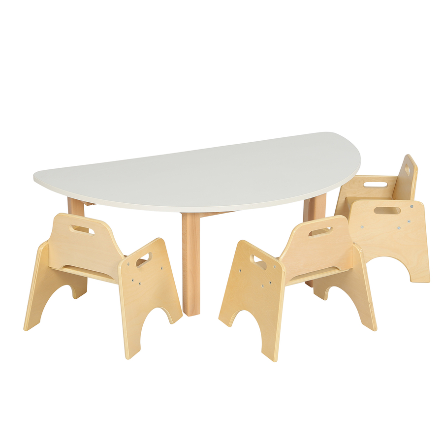 Essentials White Semi Circle Table  hi-res