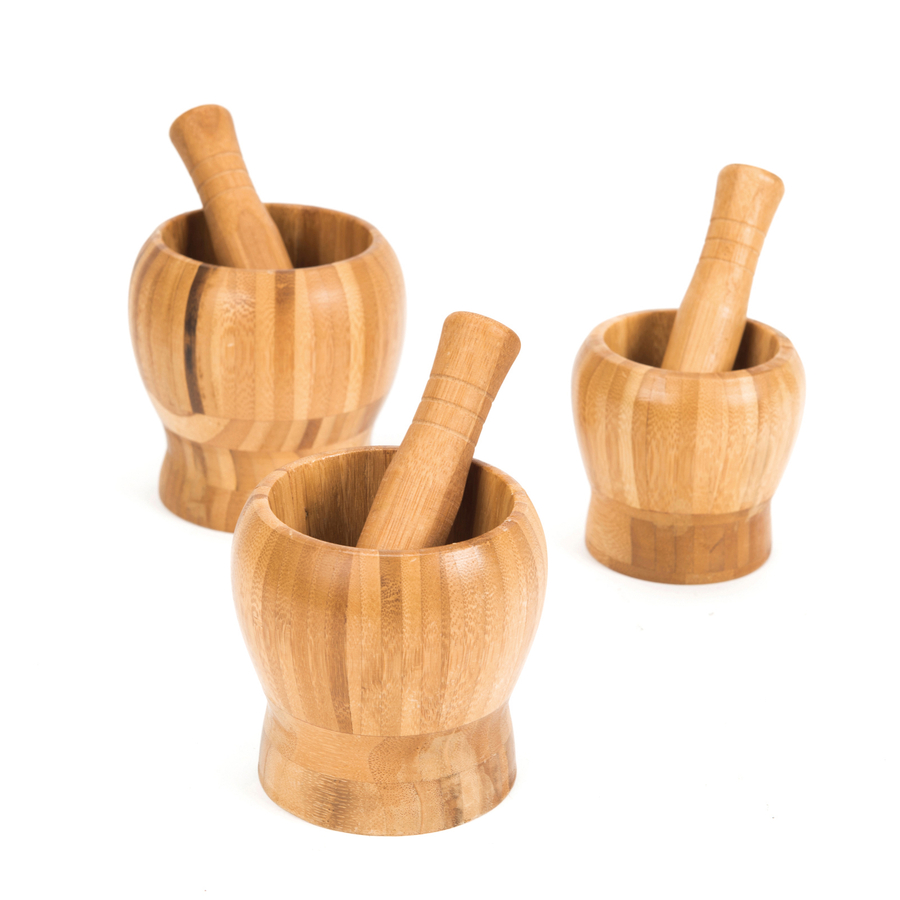 Wooden Pestle and Mortar 3pk  hi-res