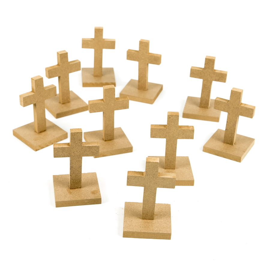 Plain Wooden Crosses 10pk  hi-res