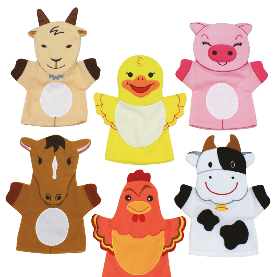 Role Play Farm Animal Hand Puppets Set 6pcs TTS