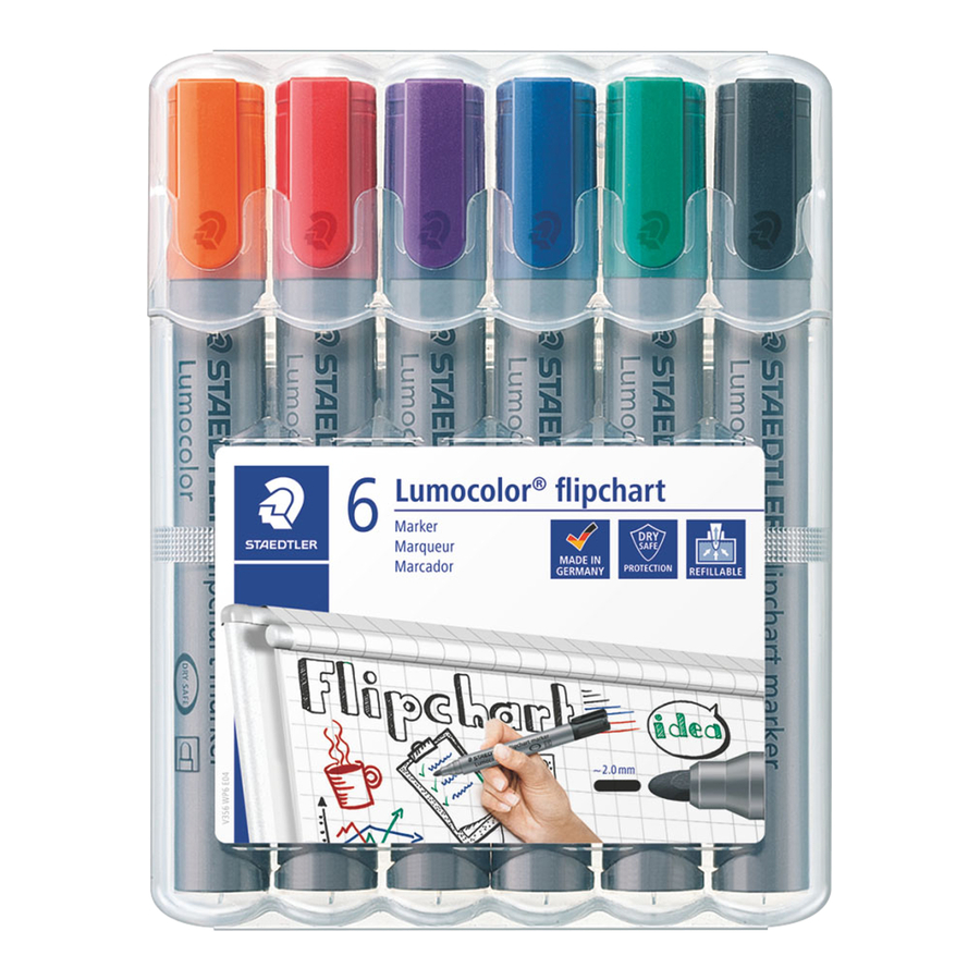STAEDTLER Lumocolor Assorted Flipchart Marker Pens 6pk  hi-res