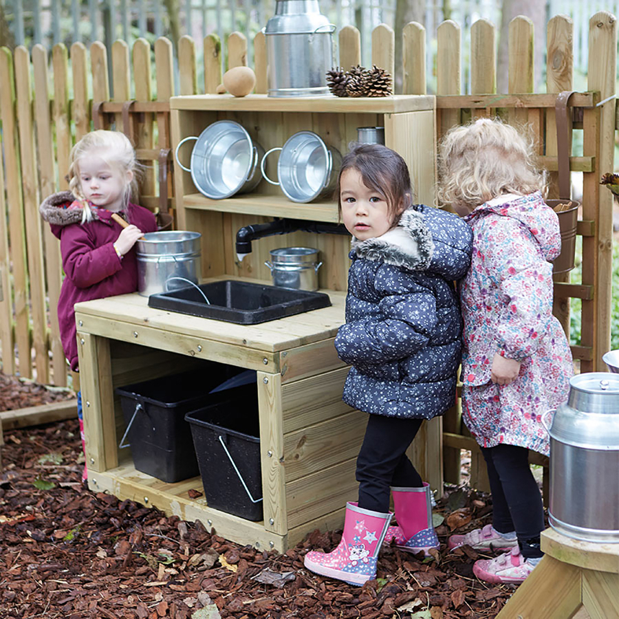 Outdoor Wooden Sink with Pump  hi-res