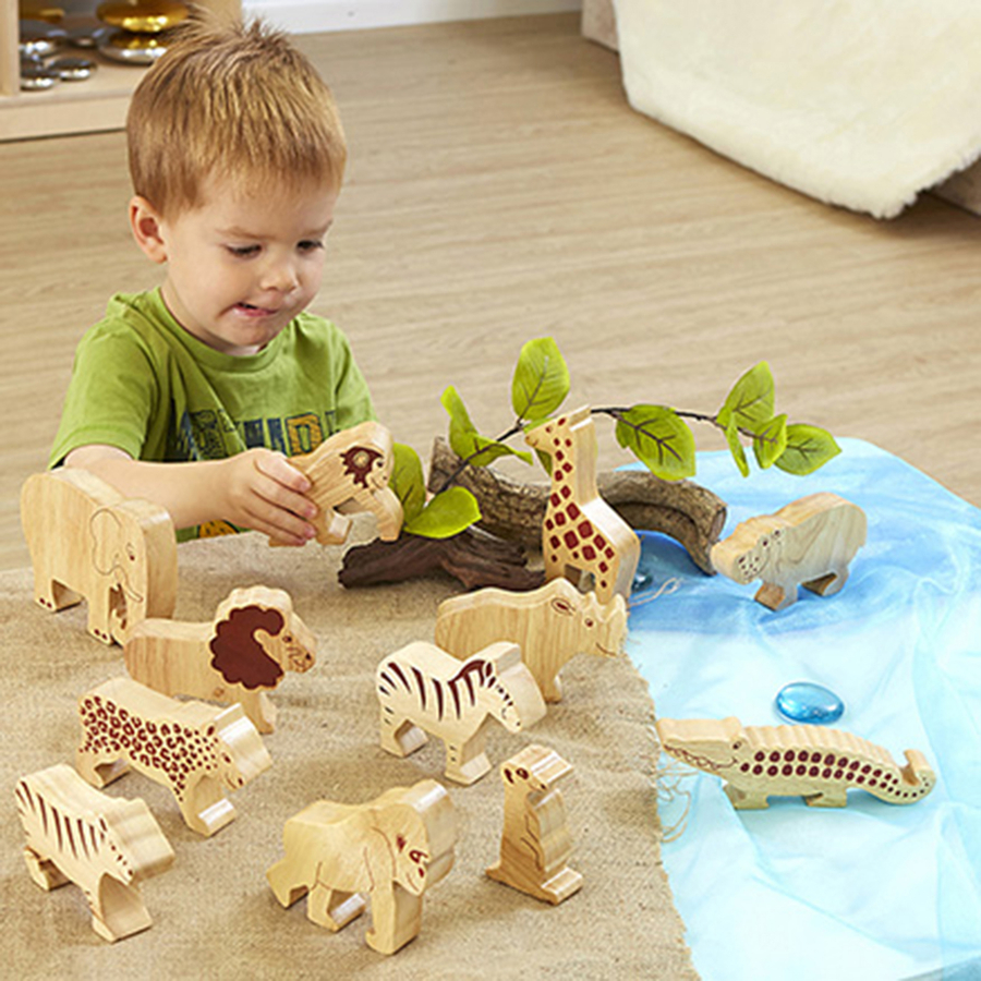 Wooden Wild Animals 12pk  hi-res