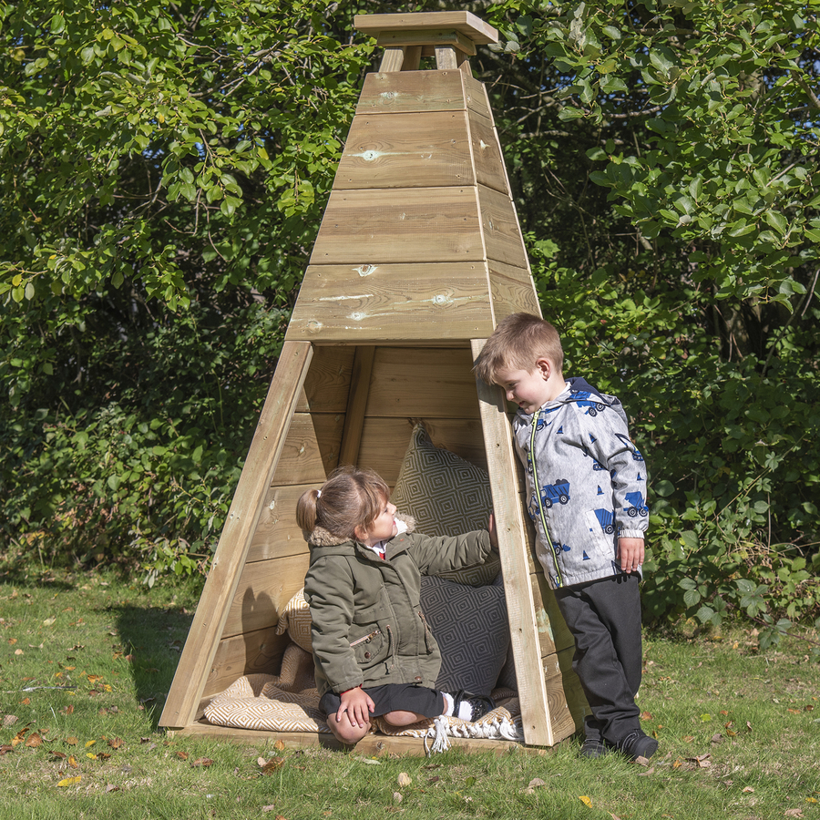 Outdoor wooden teepee shop