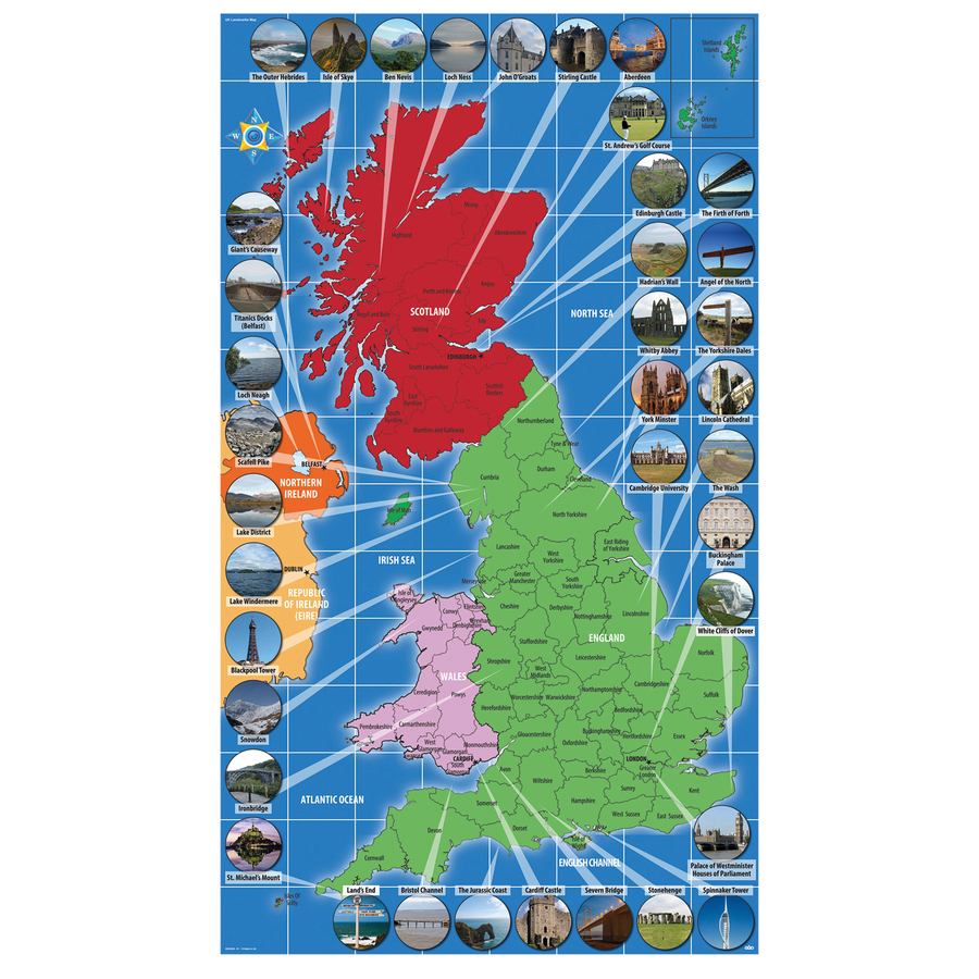 UK Landmarks Map  hi-res