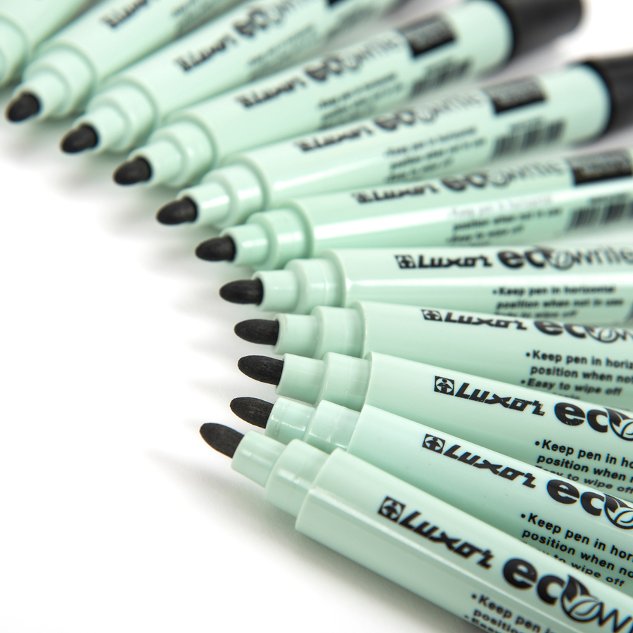 Luxor ECO Whiteboard Markers Black 12pk  hi-res
