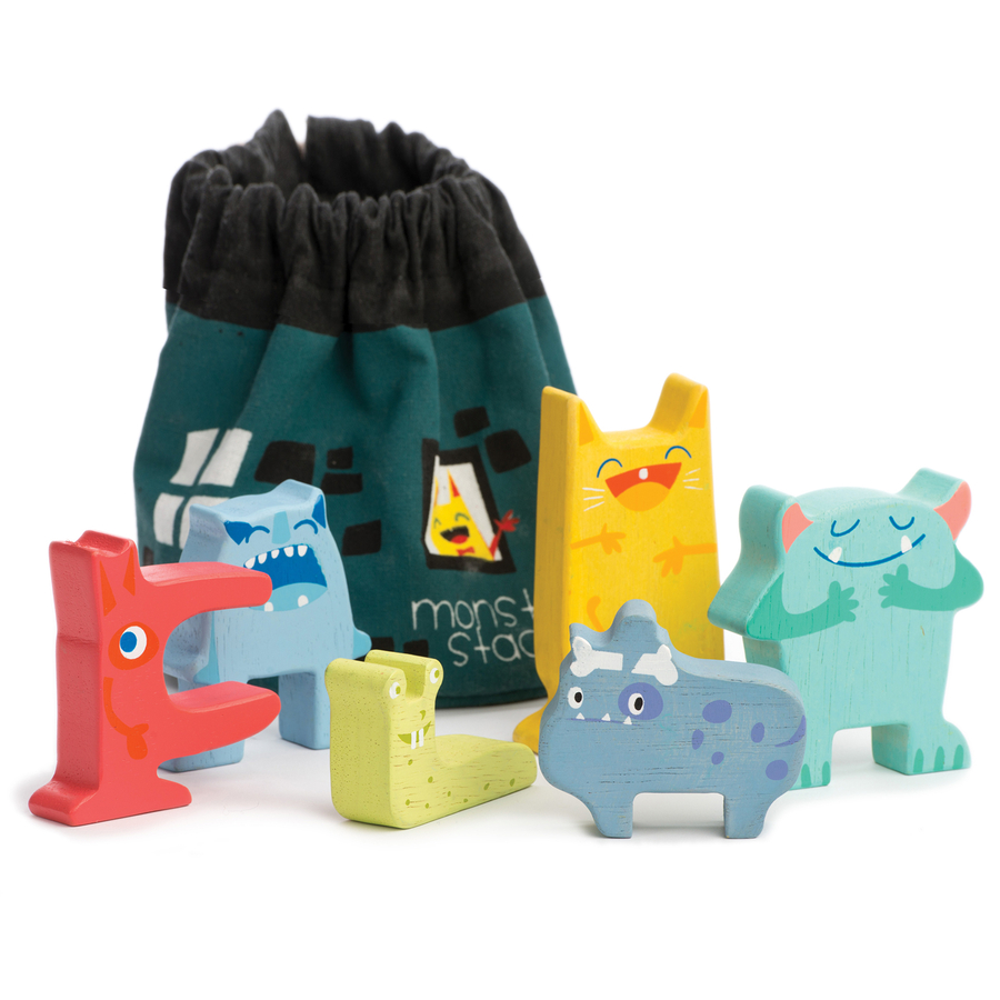 Wooden Stacking Monsters 6pk  hi-res