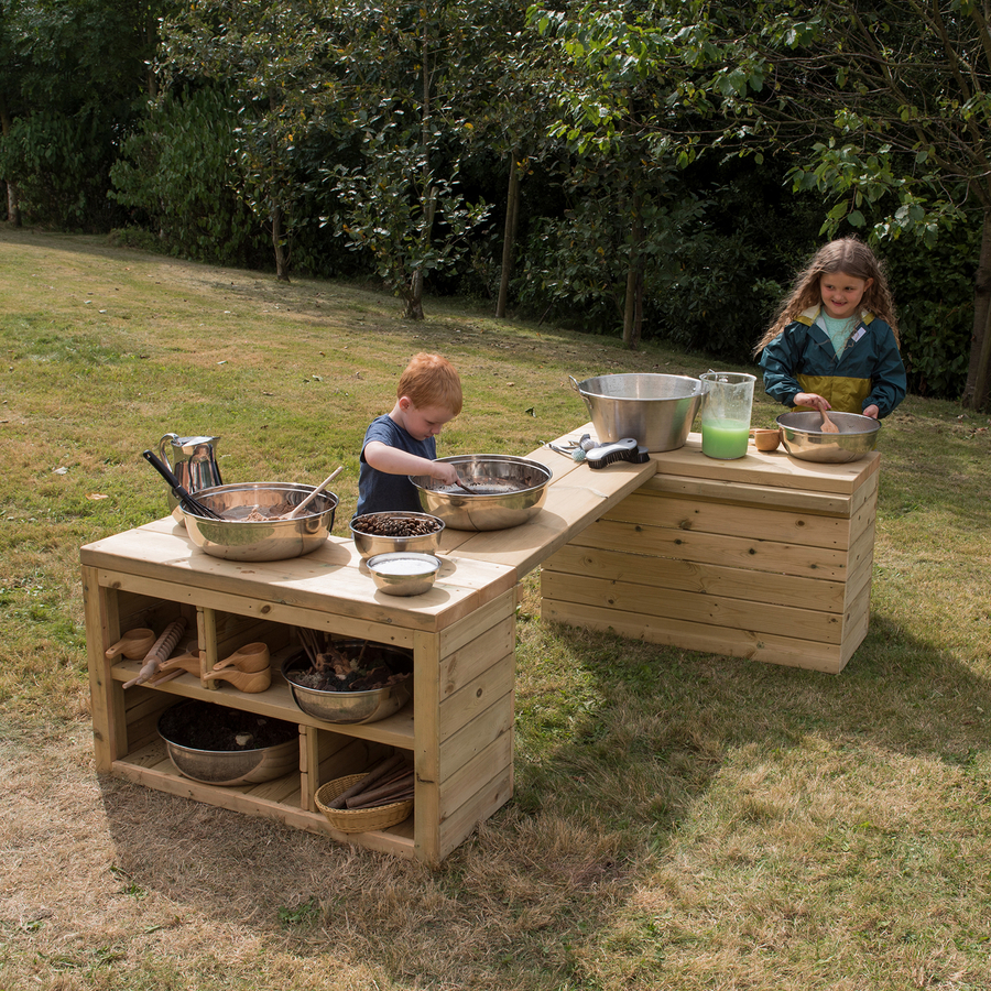Outdoor Wooden Movable Multi Tables Unit  hi-res